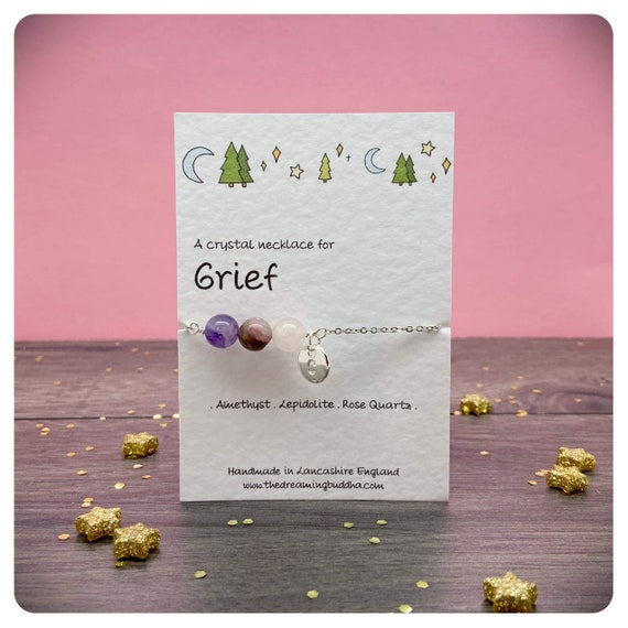 Grief And Loss Crystal Necklace, Bereavement Jewellery, Grief Support Crystals, Personalised Family Loss Gift, Sympathy Postal Gift