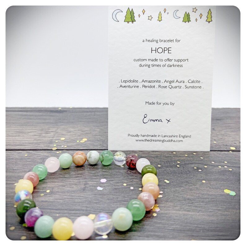 Hope Healing Bracelet, Emotional Support Crystals, Thinking of You Gemstone Gift