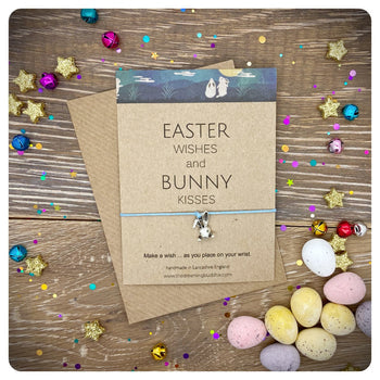 Pack of 4 Easter Wishes Egg Hunt Cards, Easter Kisses Wish Bracelets