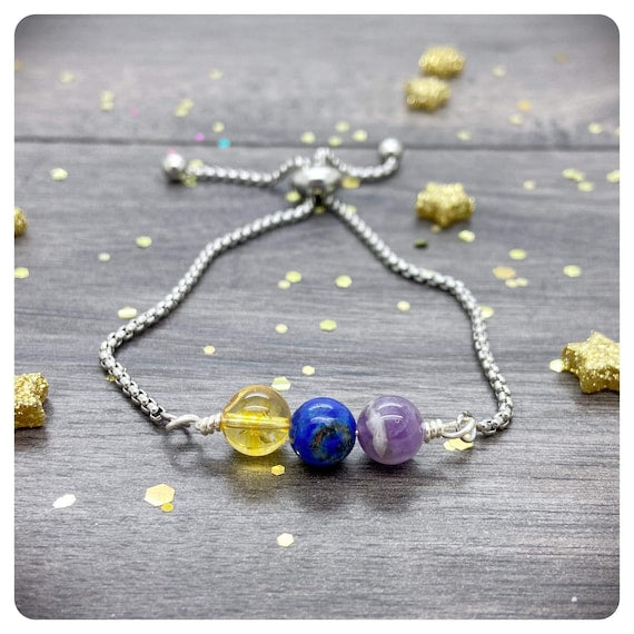 Creativity Gemstone Slider Bracelet, Crystals For Inspiration and Motivation, Manifest Creative Ideas, Artist Writer Student Gift