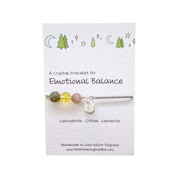 Emotional Balance Crystal Bracelet, Emotional Support Gift, Hormone Support For Her, Calm Emotions, Personalised Crystal Slider Bracelet