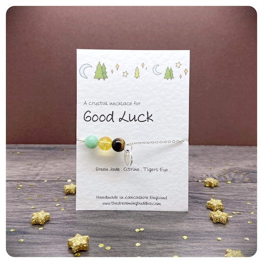Good Luck Crystal Necklace, Lucky Charm, Exam Crystals, Driving Test Gift, New Job Leaving Gift, Lucky Crystals, Lucky Jewellery
