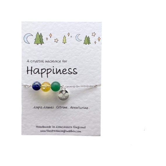 Mental Health Necklace, Happiness Crystals, Positive Jewellery For Women, Depression Postal Gift, Uplifting Mindfulness Message
