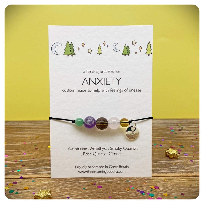 Crystal Anxiety Bracelet, Stress and Anxiety Jewellery, Healing Worry Bracelet, Healing Crystal Distress Bracelet