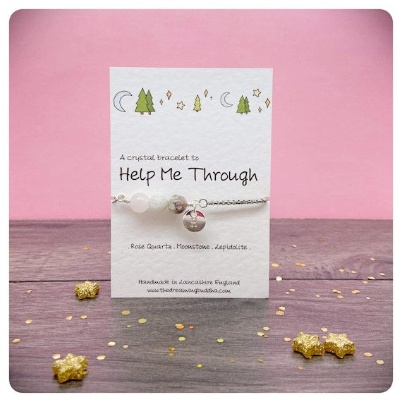 Help Me Through Slider Bracelet, Grief Crystals, Emotional Support Bracelet, Anxiety Jewellery, Mental Health Self Care