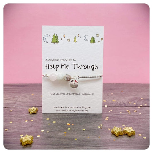 Help Me Through Slider Bracelet, Grief Crystals, Emotional Support Bracelet, Anxiety Jewellery, Mental Health Self Care