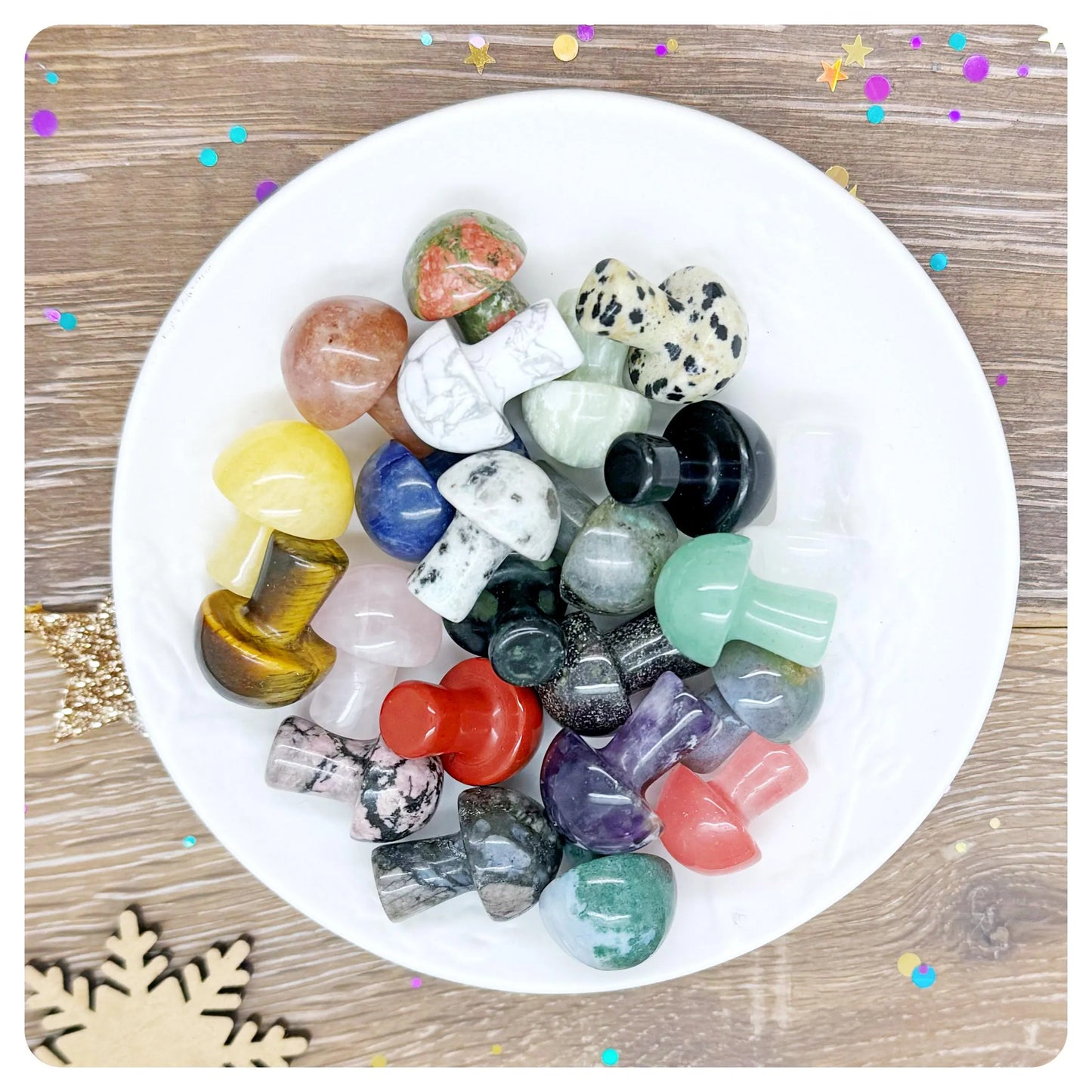 Luxury 24 Day Crystal Treats Advent Calendar, Delux Gemstone Lover Christmas Countdown Calendar Mushrooms Carvings Tumblestones