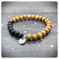 Cedar Wood Bracelet, Personalised Black Tourmaline Bracelet, Fathers Day Gift, Thank You Dad Card
