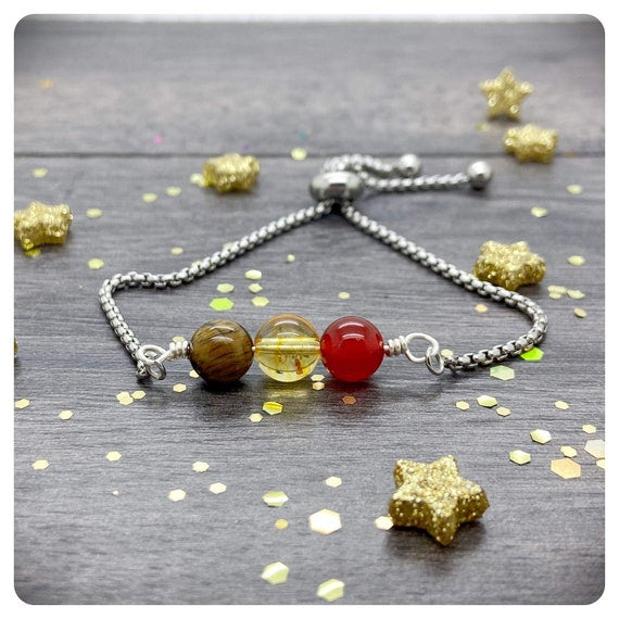 Leo Crystal Slider Bracelet, Personalised Horoscope Gift, July August Birthday Present, Zodiac Jewellery, Leo Star Sign Chain Bracelet