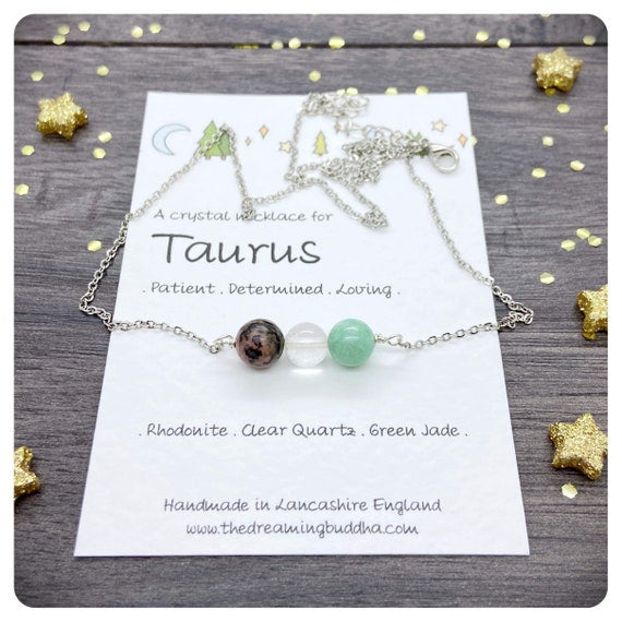 Taurus Crystal Necklace,Personalised Star Sign Jewellery, Personalised Taurus Gift, Crystal Star Sign Silver Necklace, April May Birthday