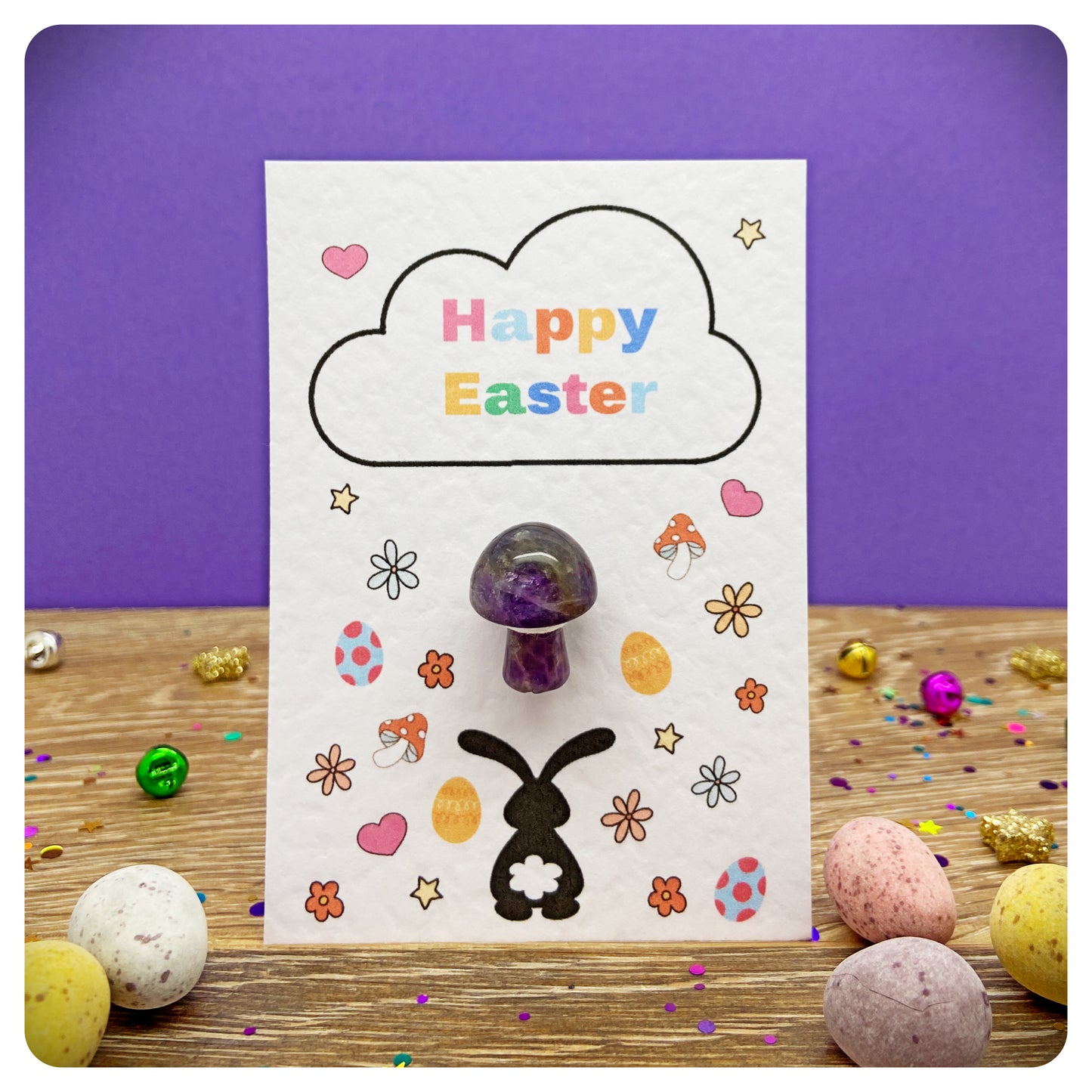 Crystal Easter Greeting Card For Egg Hunt Easter Gifts For Kids Happy Easter Crystal Mushroom Unique Gift