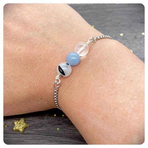 Meditation Adjustable Bracelet, Mindfulness Crystal Jewellery, Gemstone Mala Bracelet, Personalised Yoga Birthday Gift, Healing Crystal Card