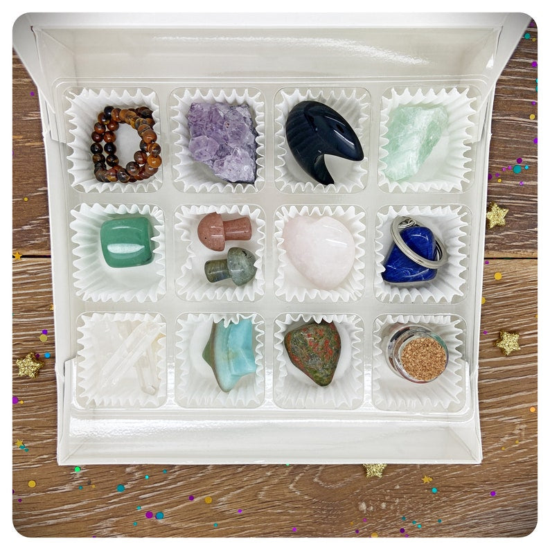 Mystery Crystal Gift Box, Crystal Chocolate Box, Mothers Day Crystal Present, Crystal Birthday Gift, Crystal Postal Gift, Genuine Crystals