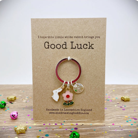 Good Luck Rabbit Keyring, Lucky Driving Test Gift, New School Bag Charm, Exam Luck, New Job Card, Thinking Of You, Lucky Bunny Keychain