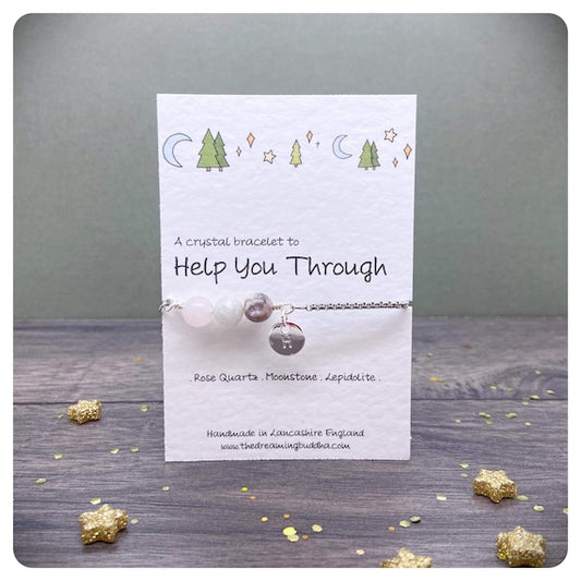 Help You Through Crystal Bracelet, Mental Health Support Gift, Thinking Of You, Grief Sorrow Loss Jewellery, Healing Crystals