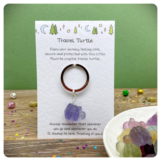 Crystal Travel Turtle Keychain For Safe Travels Personalised Safe Travel Necklace Travelling Gift Travel Protective Keyring For Backpacking