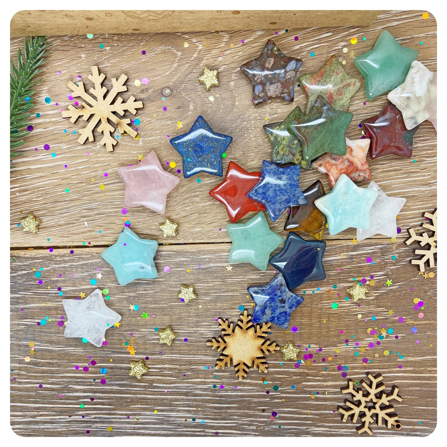Star Advent Calendar, Natural Crystals, Carved Star Crystals, Crystal Lover Christmas Gift, Beginners Crystal Set, Genuine Gemstones