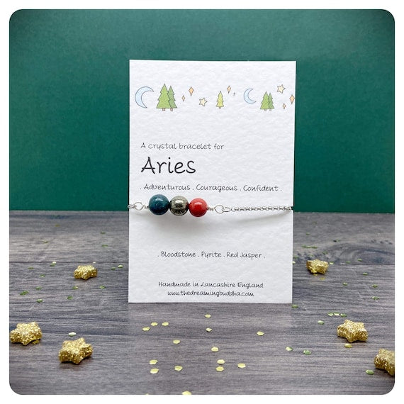 Aries Crystal Bracelet, Star Sign Jewellery, Zodiac Birthday Gift For Her, Personalised Horoscope Gift, Aries For Women