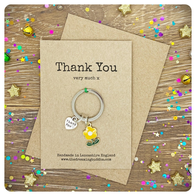 Set Of 4 Thank You Keyrings, Pack Of Four Appreciation Gifts, Bulk Thank You Presents, School Teacher Gifts, Employee Thanks, Business Gift