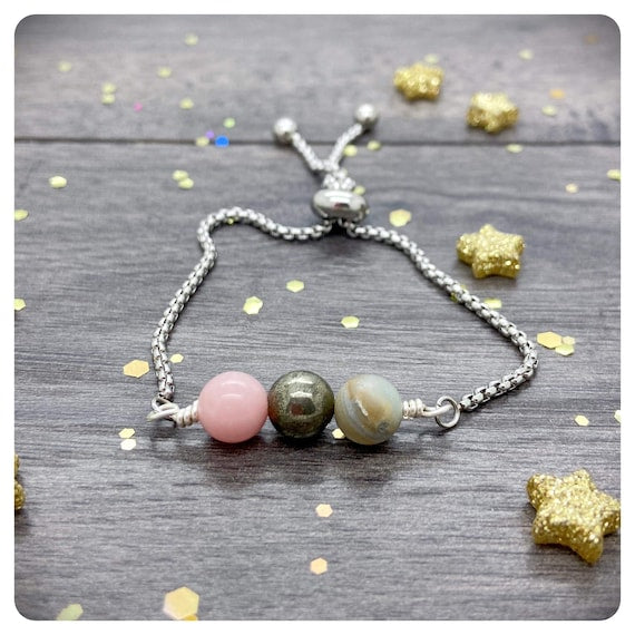 Crystal Bracelet For Set Back, Disappointment Adjustable Slider Bracelet, Calming Soothing Energy, Keep Going Gift, Don’t Give Up