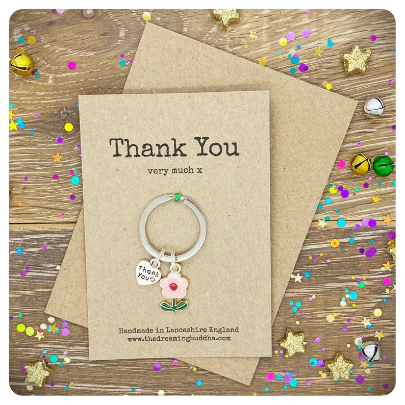 Set Of 4 Thank You Keyrings, Pack Of Four Appreciation Gifts, Bulk Thank You Presents, School Teacher Gifts, Employee Thanks, Business Gift