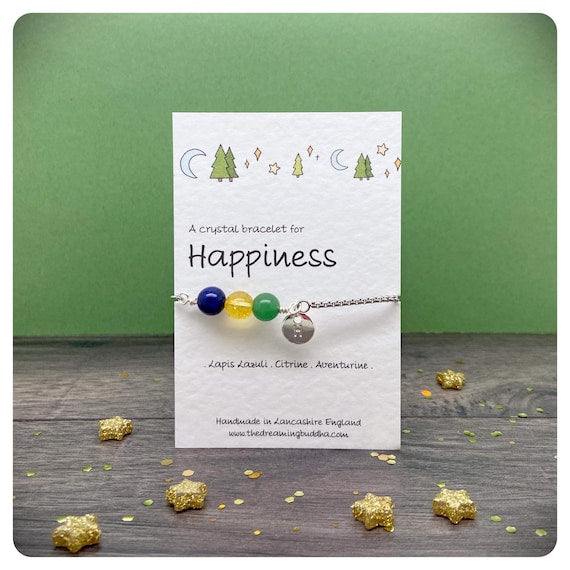 Happiness Crystal Bracelet, Choose Joy Friendship Gift, Positivity Crystals, Happy Intentions Bracelet, Positive Feel Better Jewellery