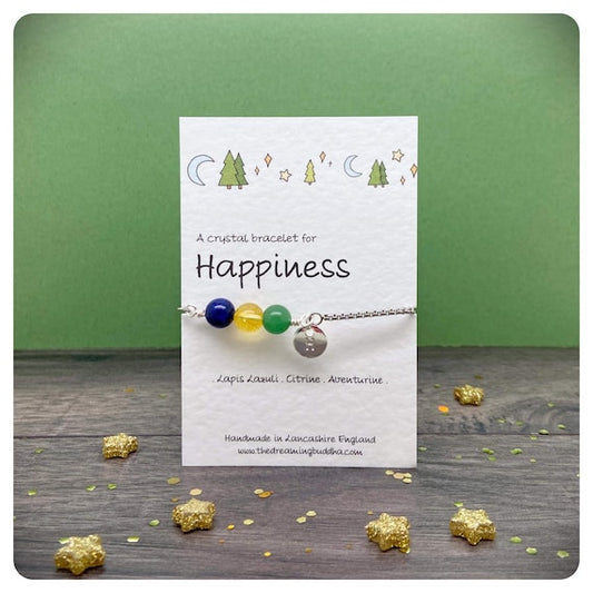 Happiness Crystal Bracelet, Choose Joy Friendship Gift, Positivity Crystals, Happy Intentions Bracelet, Positive Feel Better Jewellery