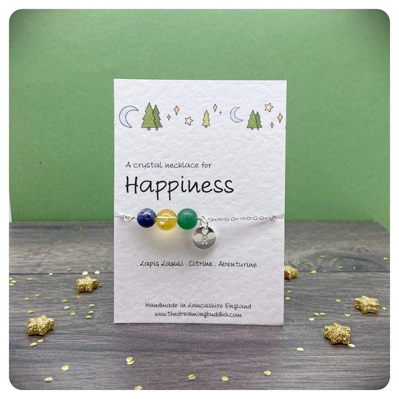 Mental Health Necklace, Happiness Crystals, Positive Jewellery For Women, Depression Postal Gift, Uplifting Mindfulness Message