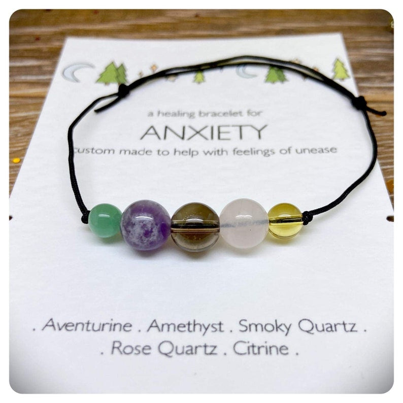 Crystal Anxiety Bracelet, Stress and Anxiety Jewellery, Healing Worry Bracelet, Healing Crystal Distress Bracelet