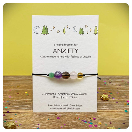 Crystal Anxiety Bracelet, Stress and Anxiety Jewellery, Healing Worry Bracelet, Healing Crystal Distress Bracelet