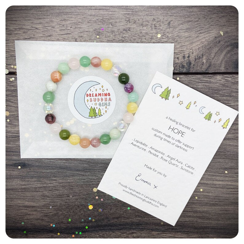 Hope Healing Bracelet, Emotional Support Crystals, Thinking of You Gemstone Gift
