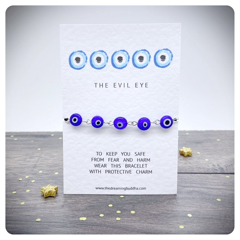 Blue Glass Evil Eye Bracelet, Turkish Adjustable Nazar Bracelet, Greek Protection Jewellery