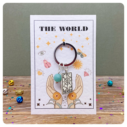 The World Tarot Card Keyring Graduation Gift Card For Travel Keychain New Beginning Gift With Crystal