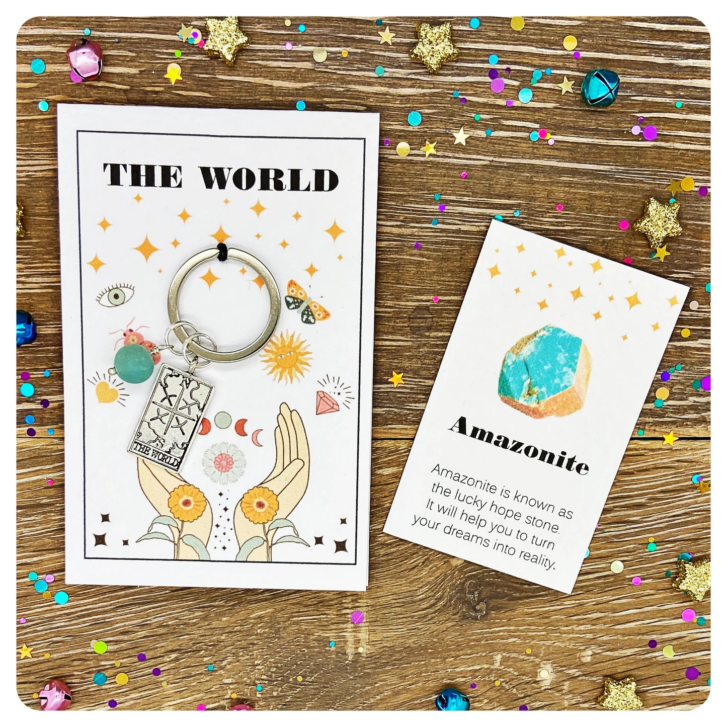 The World Tarot Card Keyring Graduation Gift Card For Travel Keychain New Beginning Gift With Crystal