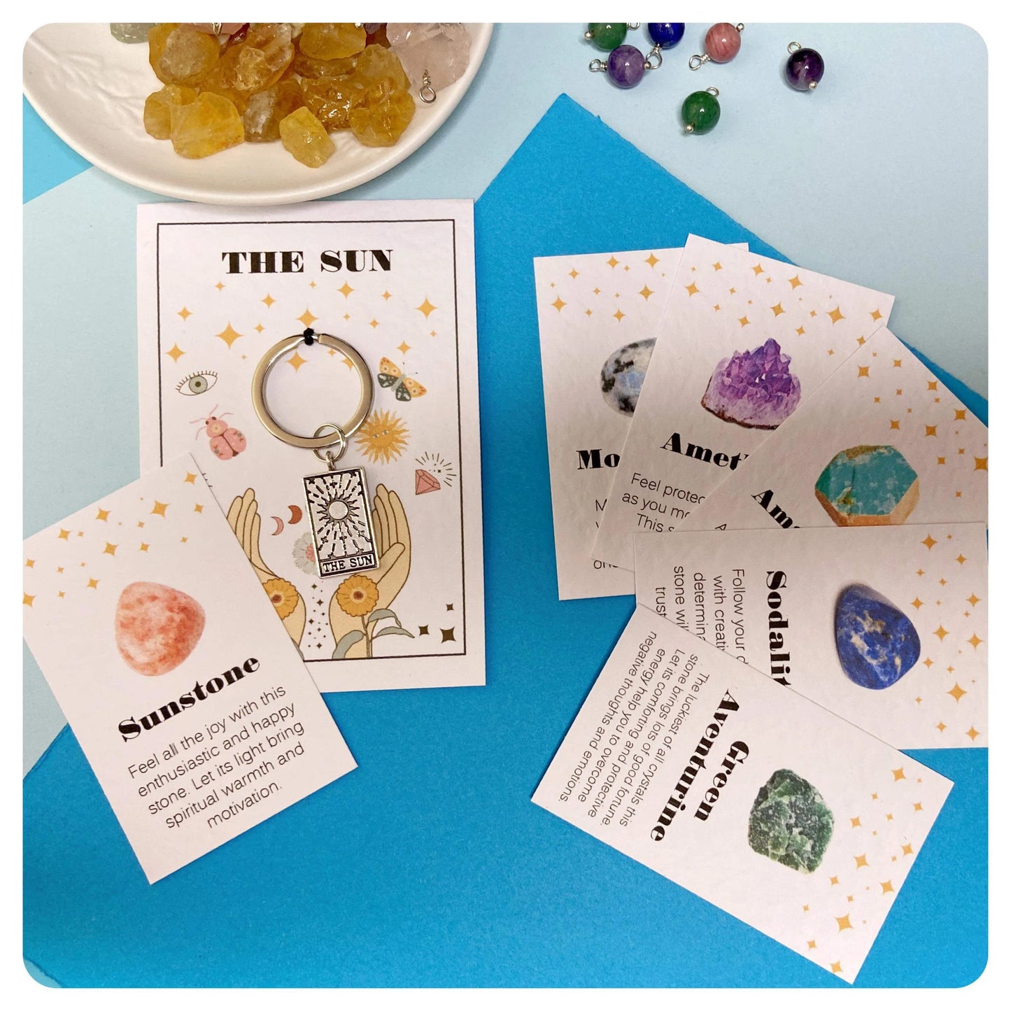 The Sun Tarot Keyring For Success And Happiness Crystal Keychain For Driving Test Exam Or Keys To New Home