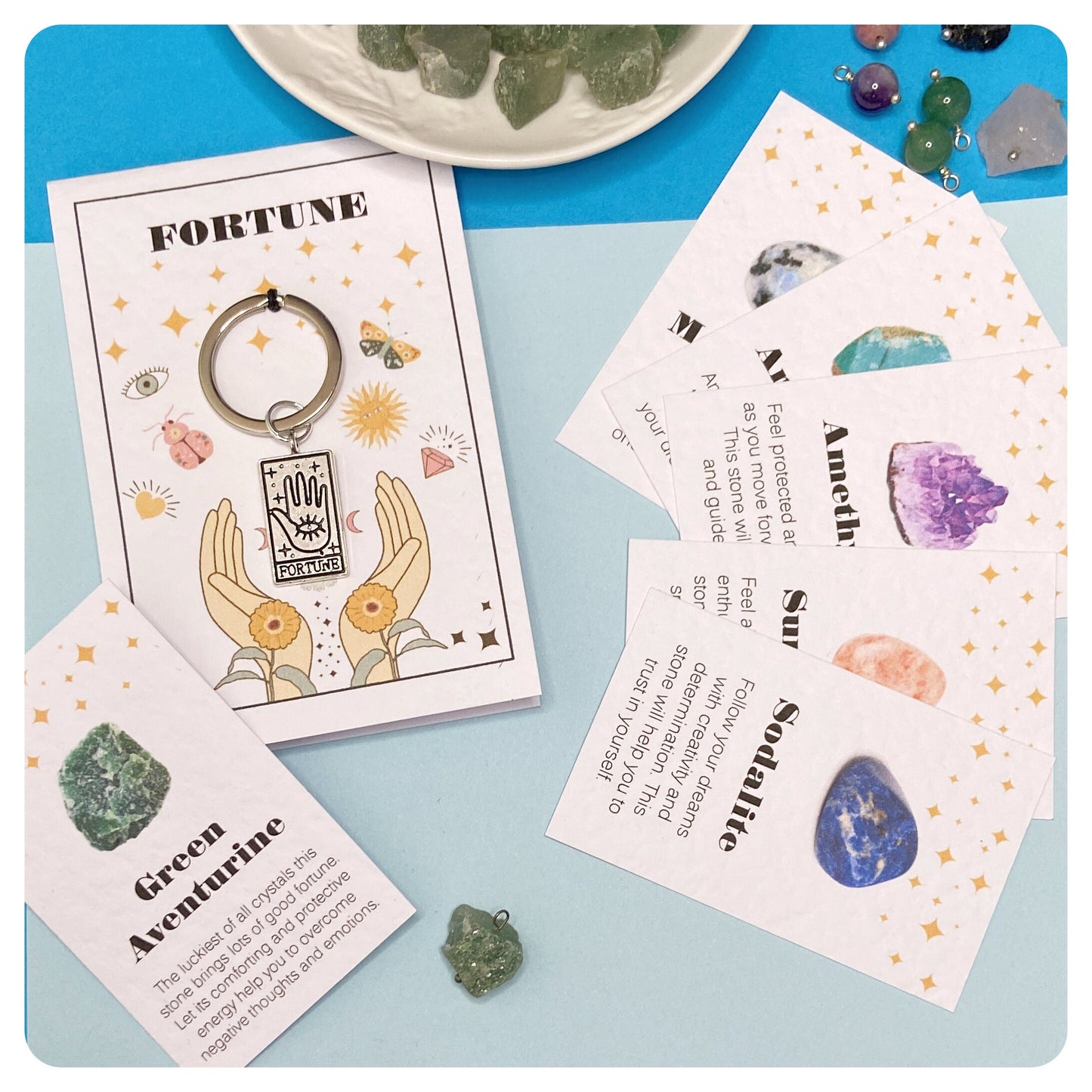 Fortune Tarot Keyring With Crystal Gift For Exam Success Gift For Luck In New Job Lucky Crystal Keychain Driving Test