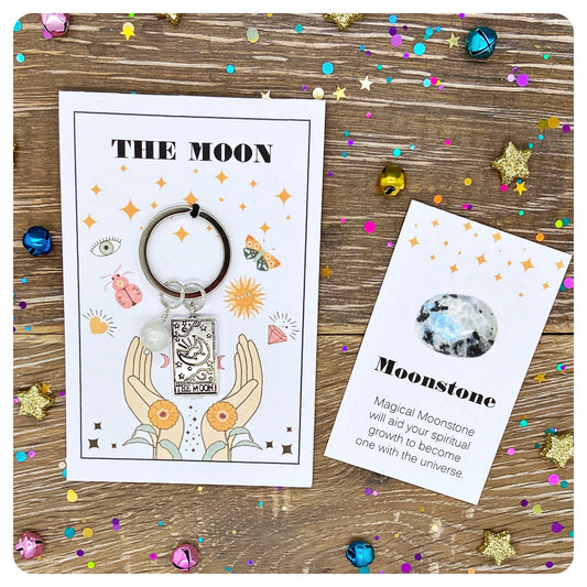 The Moon Tarot Keyring For Mental Health And Anxiety Crystal Thinking Of You Friendship Gift Card For Tough Time