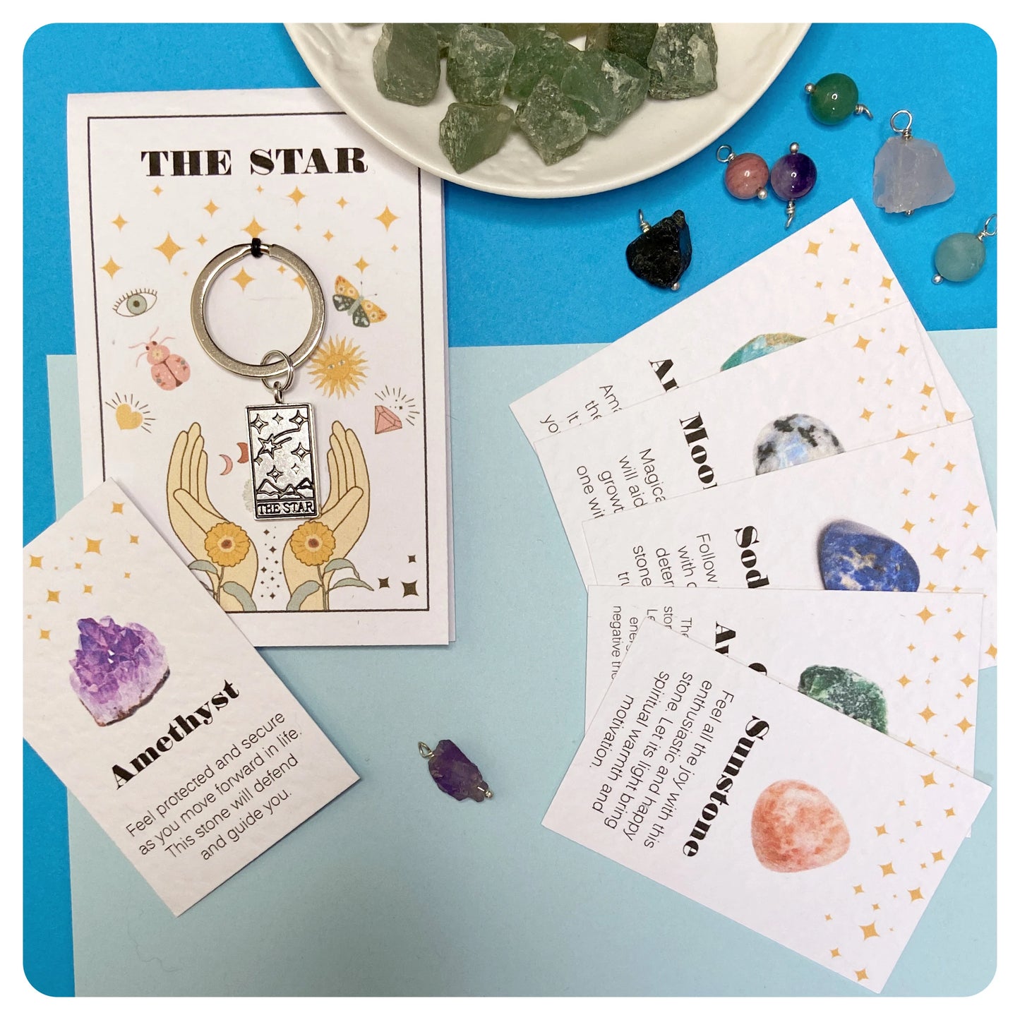 The Star Tarot Keyring For Hope And Healing Crystal Keychain Gift For Positivity After Disappointment Friendship Gift