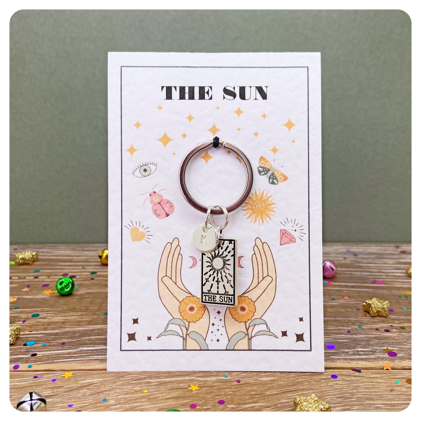 Personalised Tarot Card Keychain, Mystic Bag Charm, Celestial Keyring, Whimsigoth, Whitchy Good Luck Gift, Tarot Friendship Gift