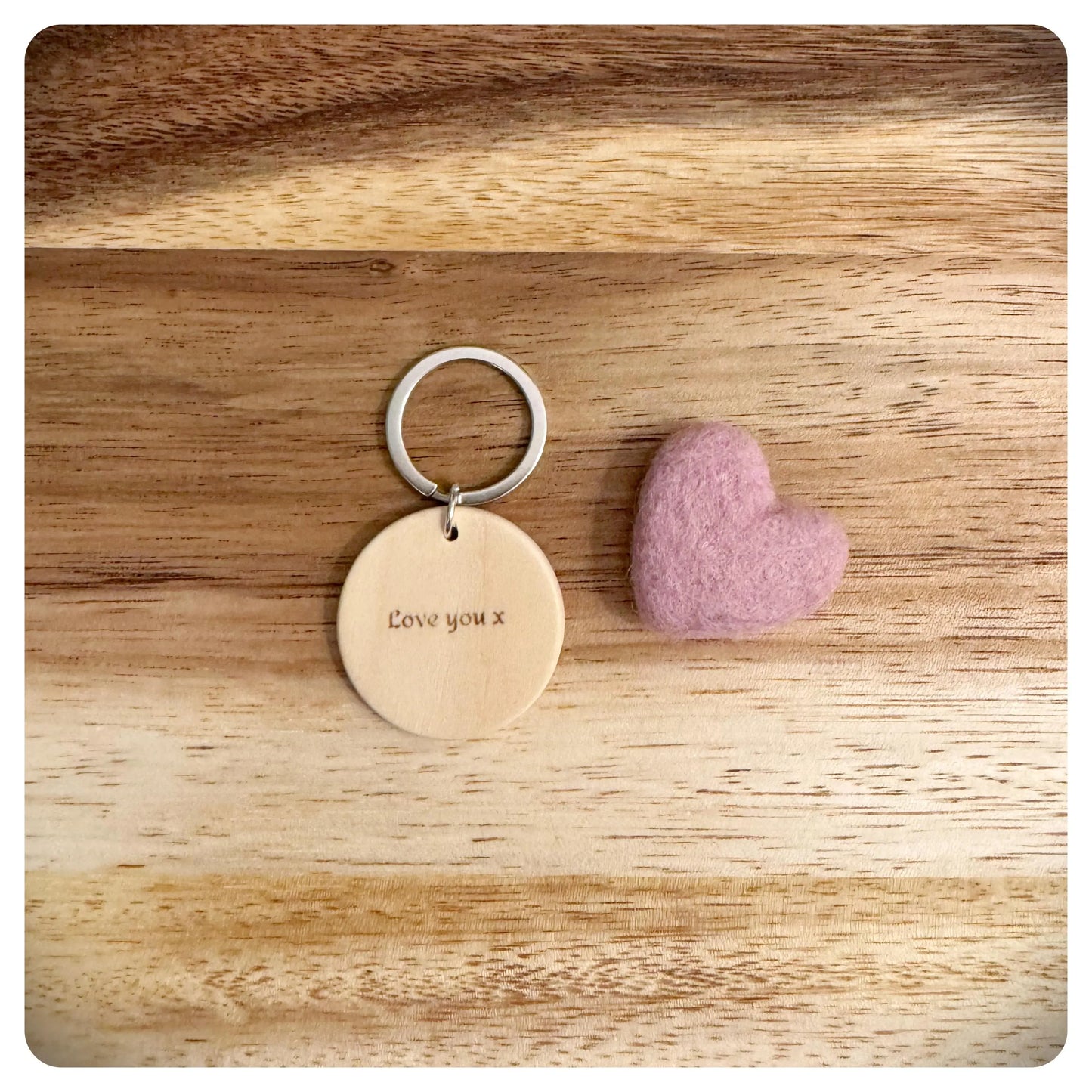 Personalised Wood Heart Keyring With His Hers Initials, Personalised Valentines Love You Keychain For Birthday Anniversary or Galentines