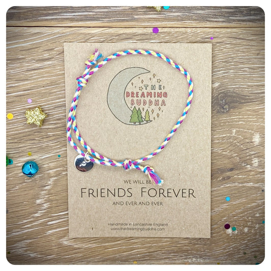 Student Gift, Friends Forever Bracelet, Friendship Gift, Personalised Braided Bracelet, Adjustable Plaited Cotton Bracelet,