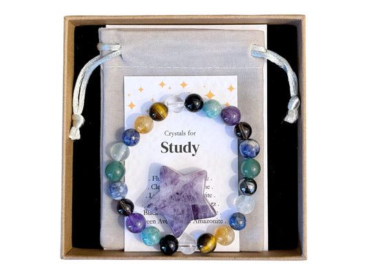 Study Crystal Bracelet, Exam Prep Bracelet, Concentration Bracelet, Study & Focus Jewellery, Student Study Aid, Studying Gift For Him Her