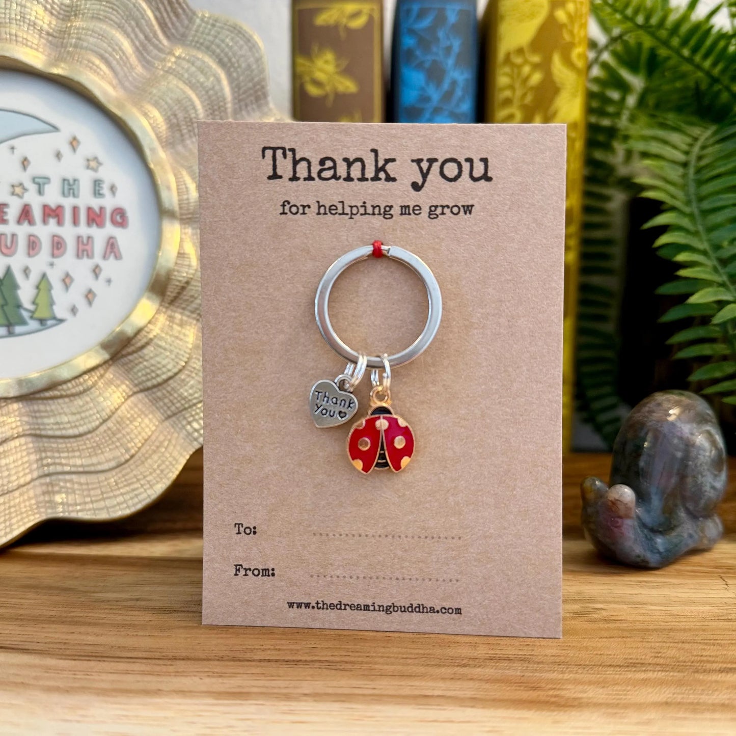 Bulk Pack Of 5 Teacher Gifts | Thank You For Helping Me Grow Ladybird Keyrings | Set Of Five Ladybug Thank You Nursery Pre-School Gifts