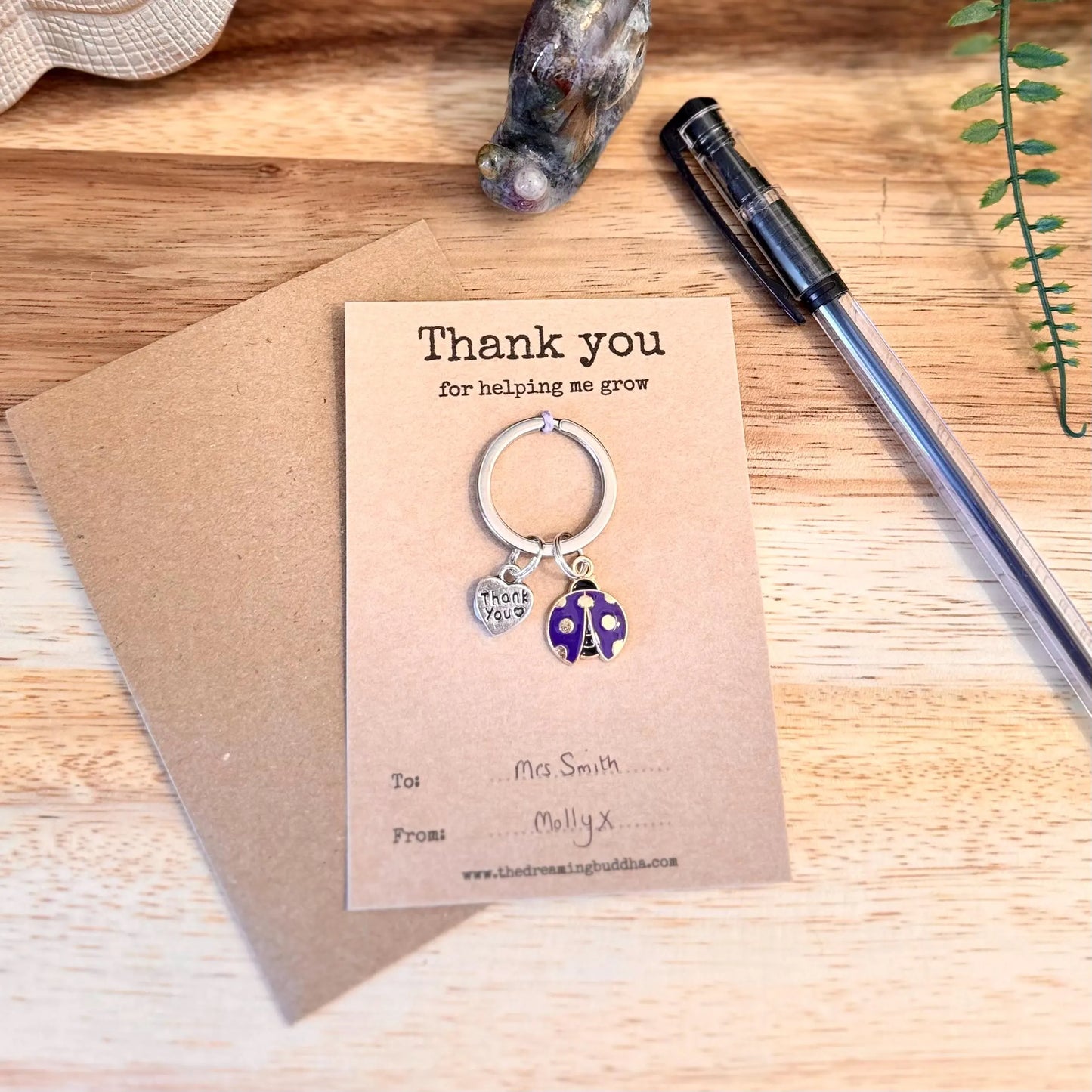 Bulk Pack Of 5 Teacher Gifts | Thank You For Helping Me Grow Ladybird Keyrings | Set Of Five Ladybug Thank You Nursery Pre-School Gifts