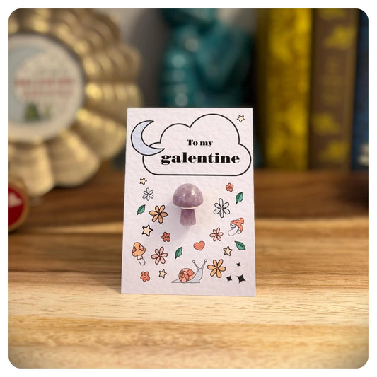 Galantine’s Day Card For Best Friend with Crystal Mushroom Friendship Gift To My Galentine Bestie Valentine Greeting Card