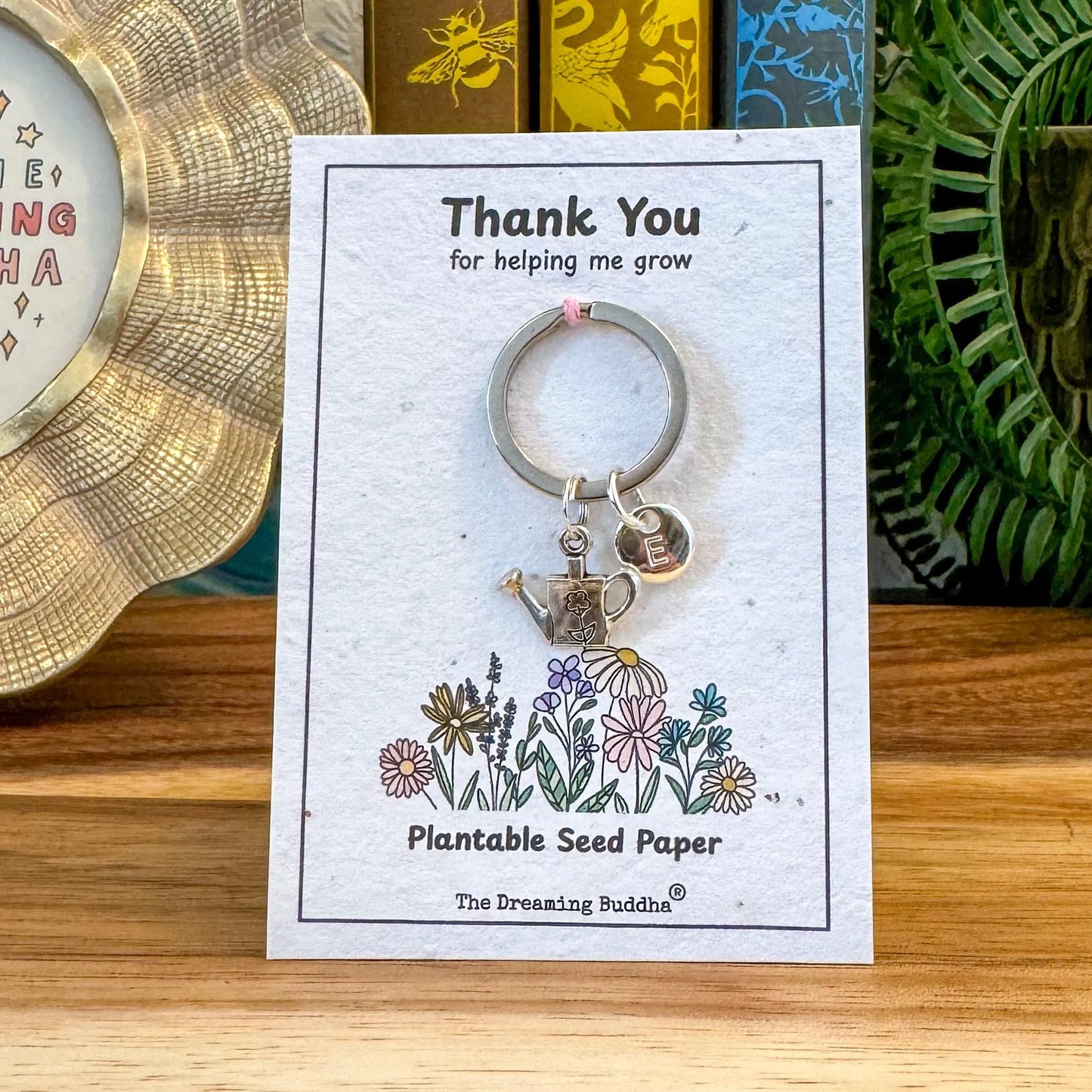 Teacher Thank You Gift – End of Term Gifts for Nursery, TA, Keyworker, Wildflower Seed Paper Card with Keyring – Helping Me Grow Gift