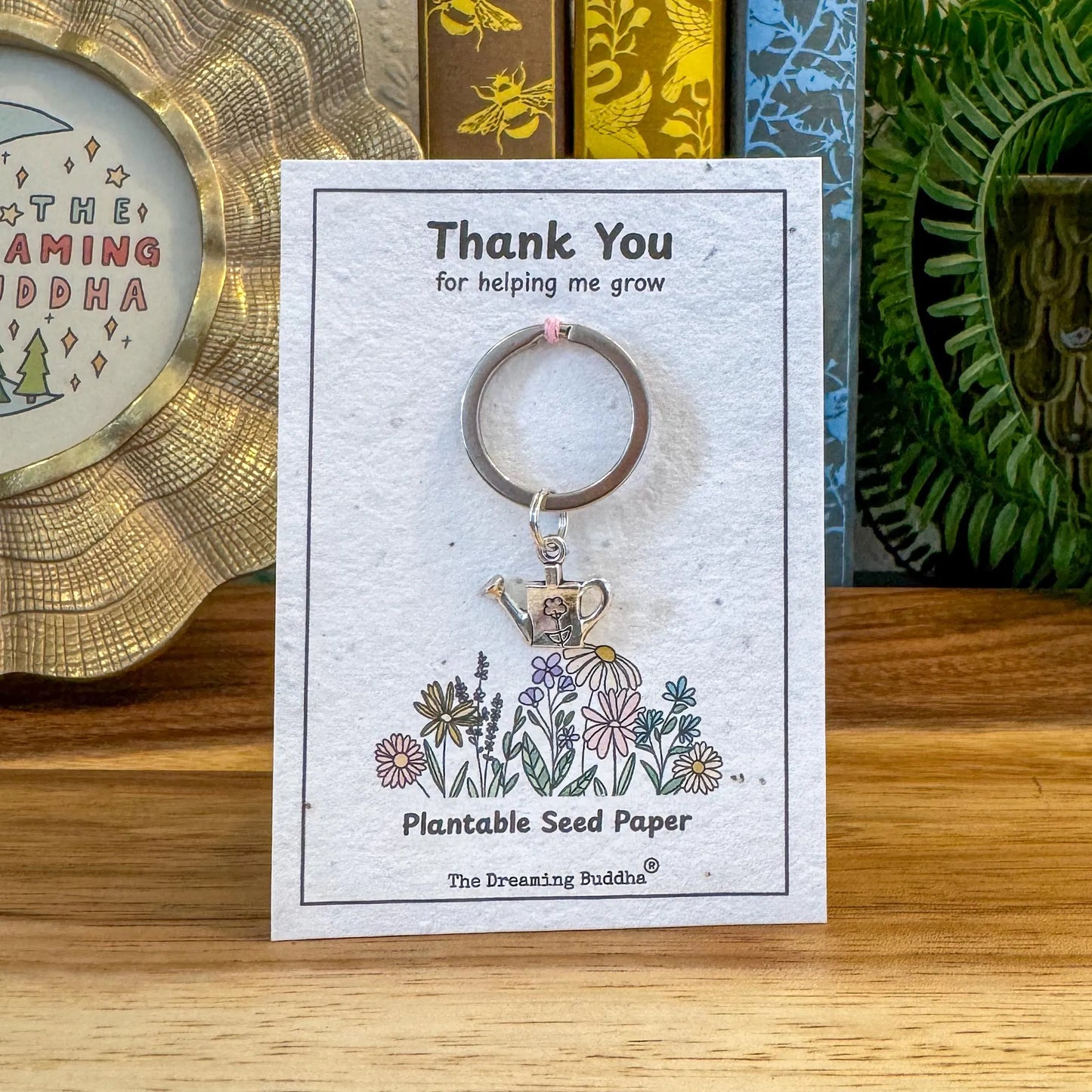 Teacher Thank You Gift – End of Term Gifts for Nursery, TA, Keyworker, Wildflower Seed Paper Card with Keyring – Helping Me Grow Gift