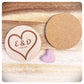 Wooden Carved Heart Coaster With His Hers Initials, Personalised Couples Valentines Love You Engraved Coaster Wedding Favour Gifts
