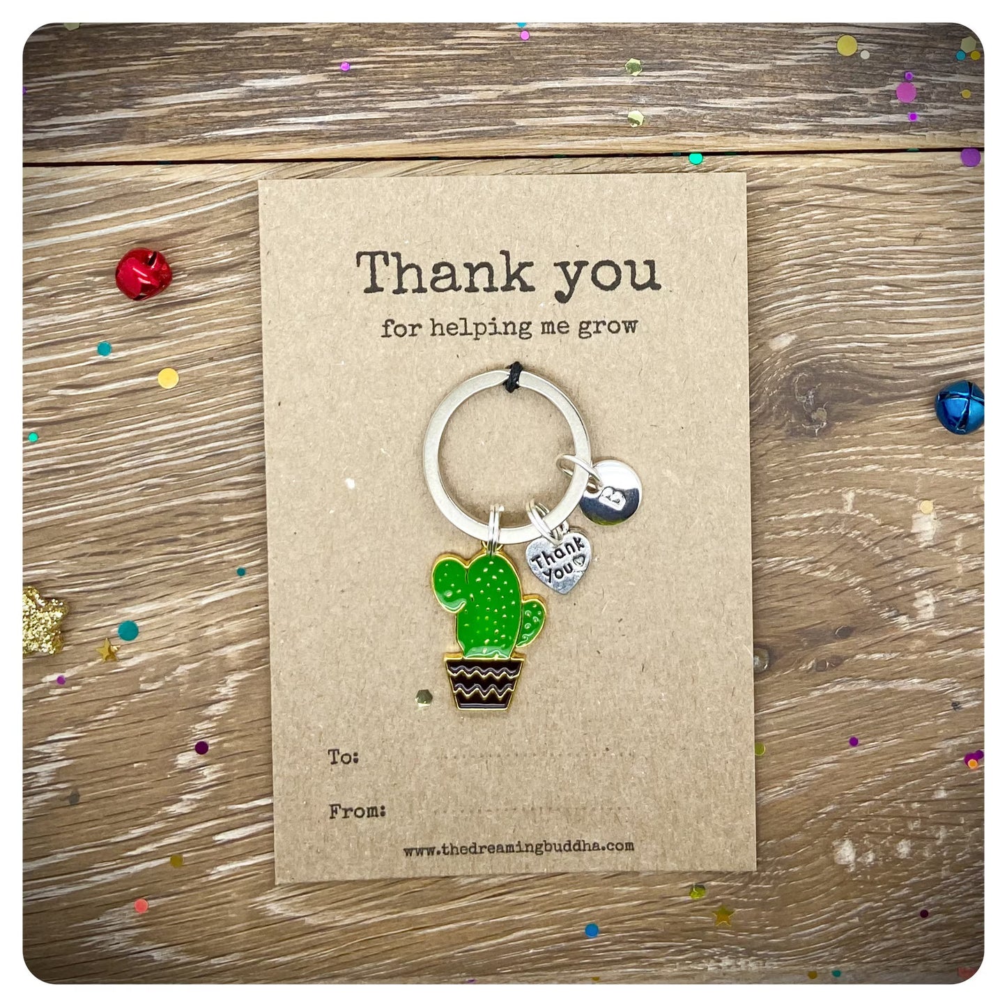 Thank You For Helping Me Grow Teacher Gift, Christmas Thank You Nursery Staff Presents, Personalised Teacher Keyring & Card