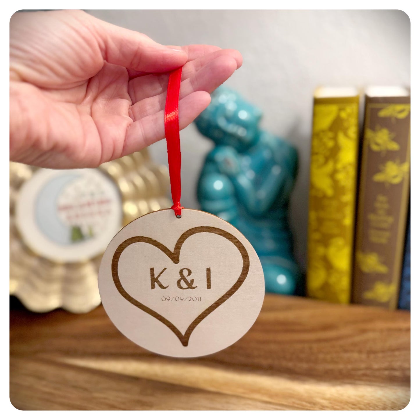 Wooden Carved Heart Hanging Sign With His Hers Initials, Personalised Couples Valentines Love You Plaque Birthday Anniversary Galentines